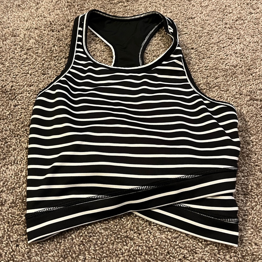 Black Striped Workout Top